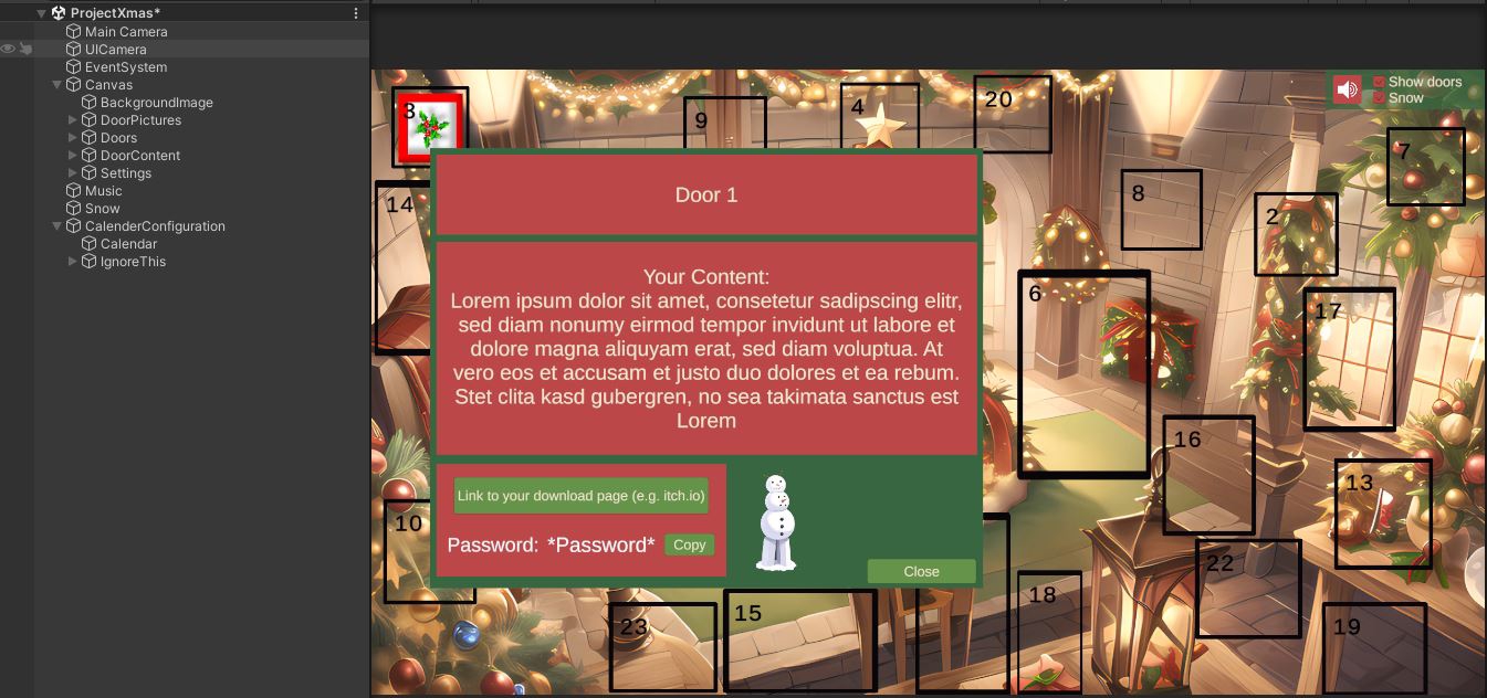 An advent calendar in unity